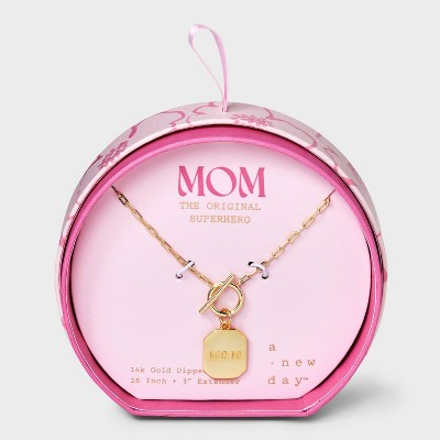 14K Gold Dipped "Mom" Tag Pendant Necklace - A New Day™ Gold
