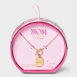 14K Gold Dipped "Mom" Tag Pendant Necklace - A New Day™ Gold - 1 of 4