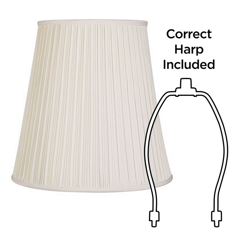 Springcrest Creme Mushroom Pleat Large Lamp Shade 12" Top x 18" Bottom x 18" Slant x 17.75" High (Spider) Replacement with Harp and Finial, 6 of 8