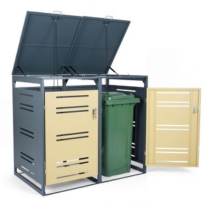 Costway 44 CU.FT Outdoor Metal Garbage Bin Storage Shed with Gas