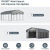 Real Relax Metal Carport Kits with Galvanized Steel Roof, Heavy Duty Metal Frame Canopy with Removable Sidewalls for Tractors, Boat,Car,Gray - 4 of 4
