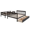 NicBex Twin over Full Bunk Bed Convertible Pine Bed Frame with 3 Drawers, Storage Stairs and Full Length Guardrail, No Box Spring Required - image 3 of 4