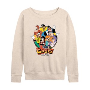Women's - A Goofy Movie -  Lightweight French Terry Wide Neck Long Sleeve Shirt - 1 of 4