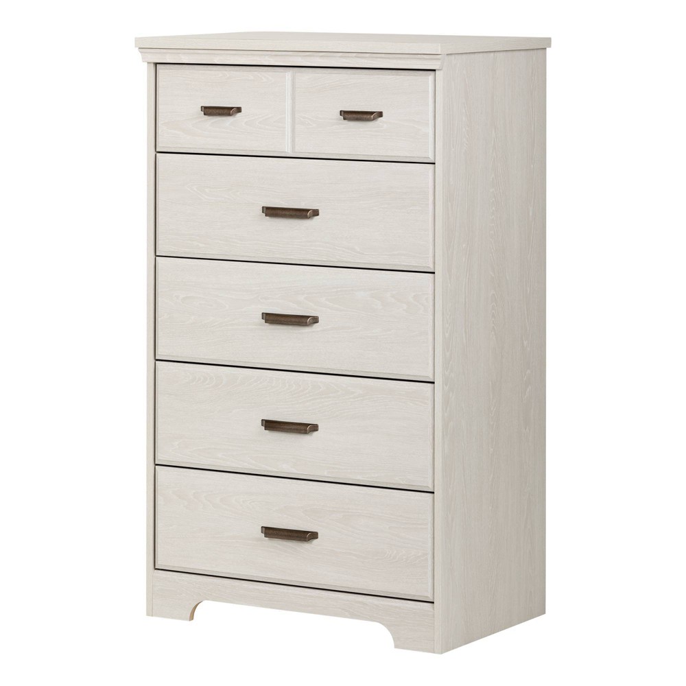 South Shore Versa 5 Drawer Winter Oak: Particle Board Frame, 49" High, Compliant with ASTM Safety Standards