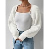 Coolmee Women's Open Front Ribbed Knit Crop Bolero Drop Shoulder Long Sleeve Loose Fit Knitted Crop Cardigan Shrug Milk White L - 2 of 4