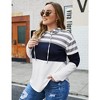 WhizMax Women Plus Size Striped Color Block hoodie Drawstring Long Sleeve Hooded Pullover Sweatshirt - 3 of 4