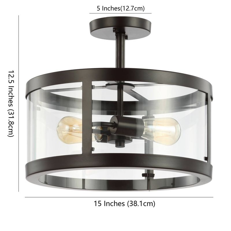 15" Iron and Glass Herndon Modern LED Flush Mount - Jonathan Y, 5 of 7