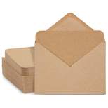 Paper Junkie 48 Pack Blank Brown Cards with Envelopes, 5x7 Postcards for Wedding Invitations, Open When Letters, Rounded Corners, A7