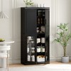 Wooakway 67"H Kitchen Pantry Storage Cabinet with Glass Door and Shelves in Black - 3 of 4