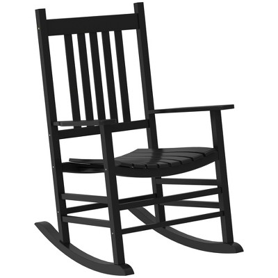 Outsunny Wooden Rocking Chair Indoor / Outdoor Rocker with High Back for Patio, Porch