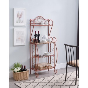 Kings Brand Furniture Sparta Baker’s Rack for Kitchen with Storage Shelves, Coffee Bar, Microwave Stand, Orange - 1 of 4