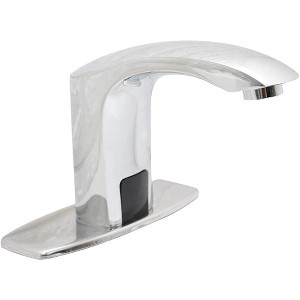 BWE Automatic Sensor Touchless Bathroom Sink Faucet With Deck Plate In Polished Chrome - 1 of 4