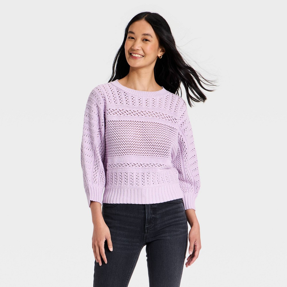 Women's Dolman Crewneck Pullover Sweater - Universal Thread™ Light Purple M