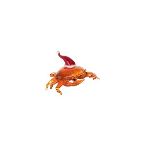 Beachcombers Holiday Crab Mini Glass Figurine Christmas Mass Home Decor Beach Coastal Ocean Sea Life 2.76 x 2.17 x 1.26 - 1 of 2
