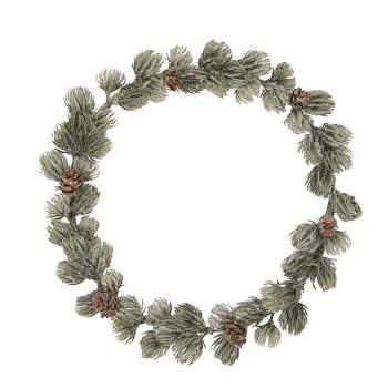 Northlight 12" Mini Frosted Pine Christmas Wreath with Pine Cones
