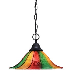 Toltec Lighting Any 1 - Light Pendant in  Matte Black with 14" Mardi Gras Shade - 1 of 1