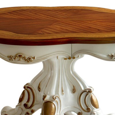 Elegant Pearl and Cherry Oak 62" Round Wooden Dining Table