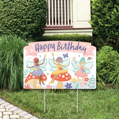 Big Dot of Happiness Let's Be Fairies - Fairy Garden Birthday Party Yard Sign Lawn Decorations - Happy Birthday Party Yardy Sign