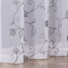 Kate Aurora 2 Piece Scroll Floral Embroidered Sheer Voile Grommet Top Window Curtains - 2 of 4