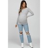 PinkBlush Heather Grey Soft Knit Ruched Maternity Top - 2 of 4