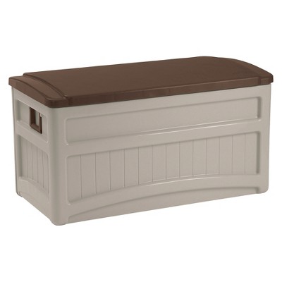 Suncast 46.125-in L x 9.75-in 78-Gallons Taupe Plastic Deck Box in the Deck  Boxes department at