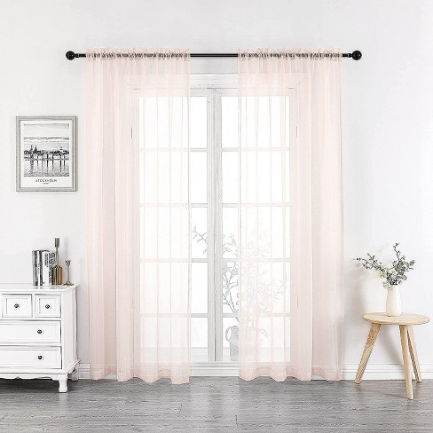 Kate Aurora 2 Piece Rose Pink Colored Rod Pocket Sheer Voile Window ...