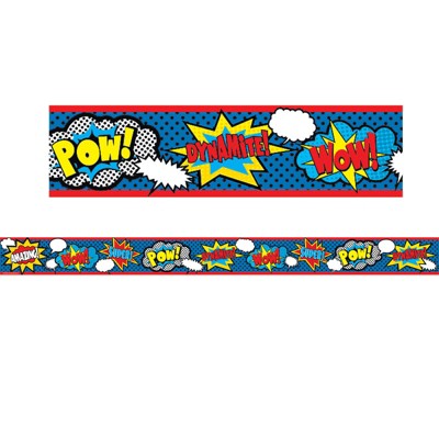Teacher Created Resources Superhero Straight Rolled Border Trim, 50 Feet (Pack of 6)