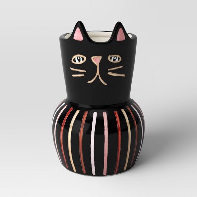 4.53" Wide Family Cat Ceramic Outdoor Planter Black - Threshold™