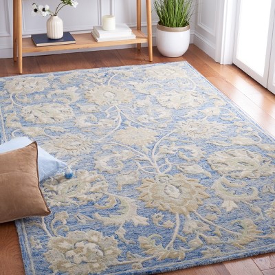 Hand-Tufted Elegance Blue Wool 6' Square Area Rug
