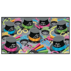 Beistle New Year Neon Glow Legacy Assortment for 50 guests includes 148 items Multicolored - 1 of 1