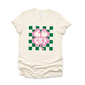 Simply Sage Market Women's Lucky Clover Checkered Short Sleeve Graphic Tee - 1 of 4