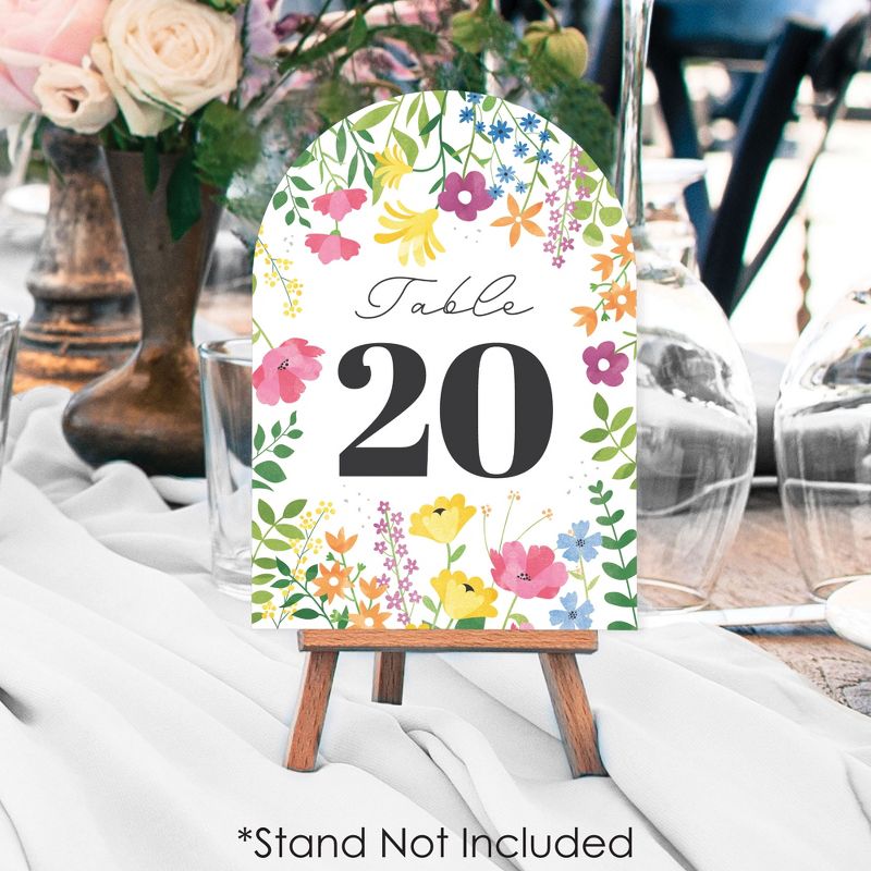Big Dot of Happiness Wildflowers Bride - Boho Floral Bridal Shower and Wedding Party Double-Sided 5 x 7 inches Cards - Table Numbers - 1-20, 3 of 9