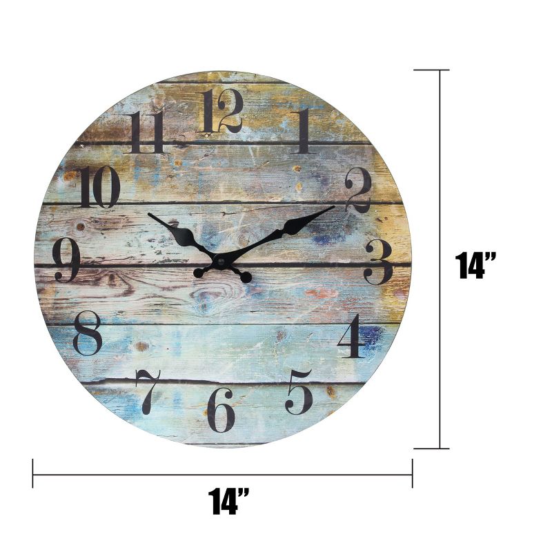 Round Rustic Wooden Wall Clock Blue - Stonebriar Collection, 5 of 11
