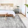Itopfox Washable Vintage Traditional Gray Floral Print Area Rug, Non Slip Thin Retro Accent Indoor Distressed Carpet for Bedroom Living Room Bathroom - 2 of 4
