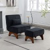 Corduroy Accent Chair with Ottoman, Single Sofa with Walnut Wooden Leg for Living Room, BedRoom, Office - Maison Boucle - 3 of 4