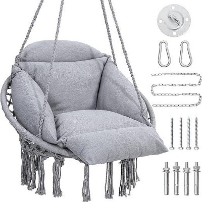 SweDrea Grey Swinging Chair with Oversized Cushion, Perfect for Bedroom
