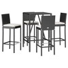 vidaXL Patio Bar Set Outdoor Table and Chair Set with Cushions Poly Rattan - 27.6" Table Length Black 4 Pieces - 3 of 4