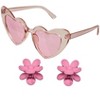 Willow & Ruby Kid's Fun Sunglasses with Hair Clip Set for Girls - Pink With Flower Hair Claws - 2 of 4