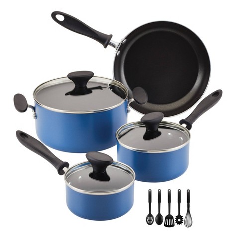 Farberware Aluminum 12 Piece Nonstick Cookware Set, Black