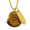Steeltime 24" Men's 18k gold plated stainless steel and tiger eye laughing buddha and dog tag pendant - 2 of 4
