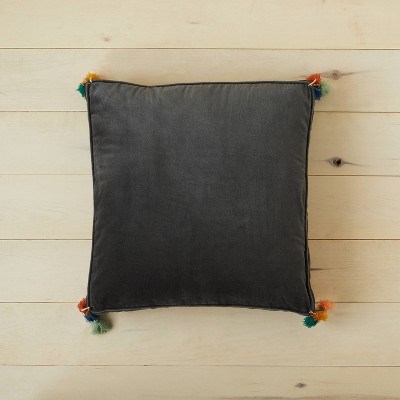 Oversized Solid Velvet Square Floor Pillow with Tassels - Opalhouse™ designed with Jungalow™