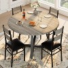 Round Dining Table Set for 4, 5 Piece Circle Wooden Kitchen Dinner Table & Chairs Set for 4, w/ 4 Unpholster Chairs, Sturdy Thick Frame - 3 of 4