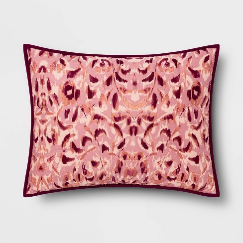 Standard Printed Quilted Pillow Sham Magenta Ikat Opalhouse