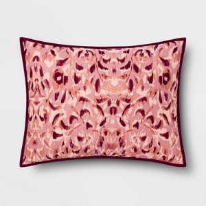 Standard Printed Quilted Pillow Sham Magenta Ikat - Opalhouse , Pink Ikat