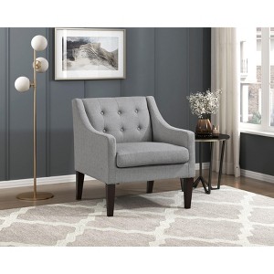 Okak Accent Chair Contemporary Living Room Chair with Upholstered Button-Tufted Fabric Cushion Comfy Armchair for Reading Room Bedroom - 1 of 4
