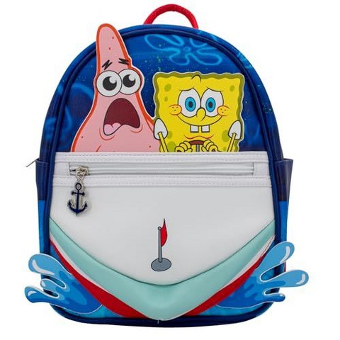 SpongeBob Cosplay PU Backpack Purse, 3D Bikini Bottom Shoulder Bag with Epoxy Filled Metal Anchor Charm, 10.5 Inch, Adjustable Straps, Faux Leather