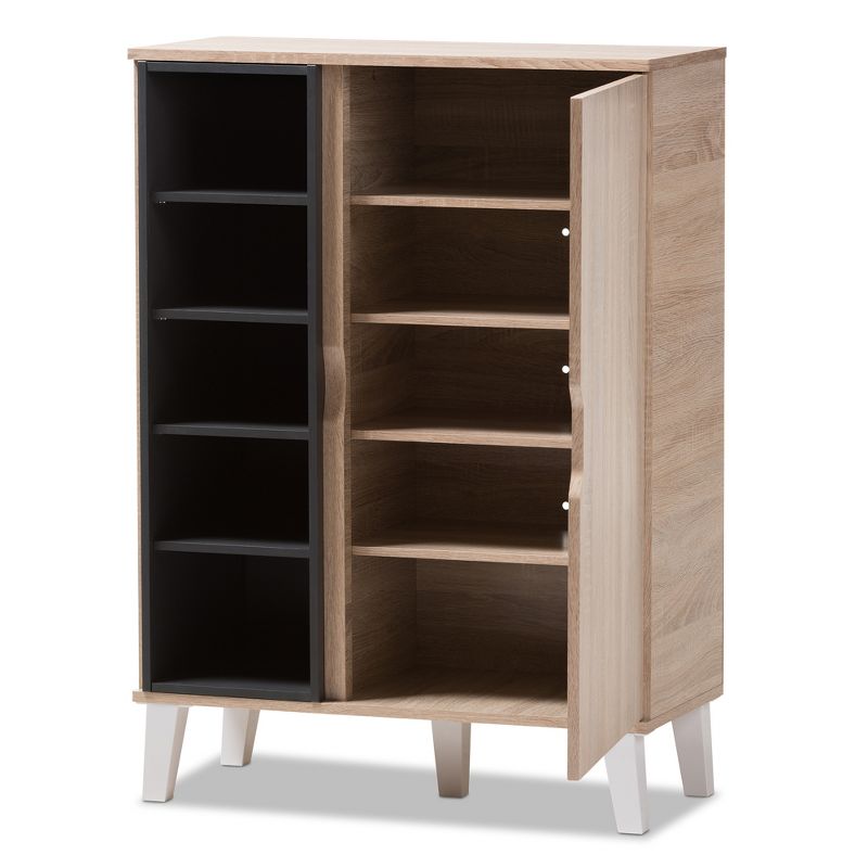 Adelina Mid - Century Modern 1 - Door Wood Shoe Cabinet - Brown - Baxton Studio, 3 of 10