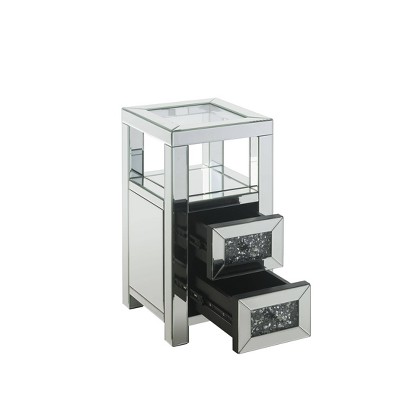 Noralie Mirrored Glass Accent Table with Faux Diamonds