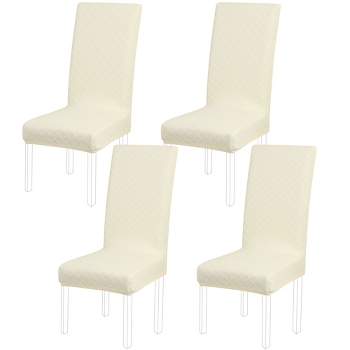 4 Pcs Polyester Spandex Knit Diamond-type Lattice Dining Chair Slipcovers - PiccoCasa