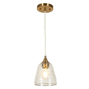 LNC Dolohovstrout  Modern Cylinder  Pendant Lights, Polished Gold with Textured  Glass,1/3/5Light,5.9in/13/5in/13.8in/28.5in - 1 of 4